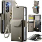 For Samsung Galaxy Z Fold6 5G AutSpace A23 Organ Card Bag Magnetic RFID PU Phone Case(Grey) - 1