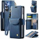 For Samsung Galaxy Z Fold5 5G AutSpace A23 Organ Card Bag Magnetic RFID PU Phone Case(Blue) - 1