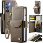 For Samsung Galaxy Z Fold5 5G AutSpace A23 Organ Card Bag Magnetic RFID PU Phone Case(Coffee) - 1