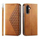 For Samsung Galaxy A26 5G Cubic Grid Calf Texture Magnetic Leather Phone Case(Yellow) - 1