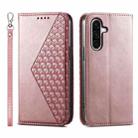 For Samsung Galaxy A36 Cubic Grid Calf Texture Magnetic Leather Phone Case(Rose Gold) - 1