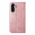 For Samsung Galaxy A36 Cubic Grid Calf Texture Magnetic Leather Phone Case(Rose Gold) - 3