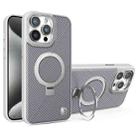 For iPhone 15 Pro Max Carbon Fiber MagSafe Holder Phone Case(Grey) - 1