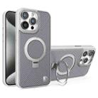 For iPhone 15 Pro Carbon Fiber MagSafe Holder Phone Case(Grey) - 1