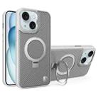 For iPhone 15 Plus Carbon Fiber MagSafe Holder Phone Case(Grey) - 1