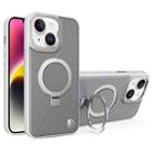 For iPhone 14 Plus Carbon Fiber MagSafe Holder Phone Case(Grey) - 1