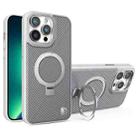 For iPhone 13 Pro Carbon Fiber MagSafe Holder Phone Case(Grey) - 1