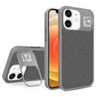 For iPhone 12 Folding Holder Carbon Fiber MagSafe Phone Case(Grey) - 1