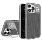 For iPhone 12 Pro Max Folding Holder Carbon Fiber MagSafe Phone Case(Grey) - 1