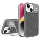 For iPhone 14 Folding Holder Carbon Fiber MagSafe Phone Case(Grey) - 1