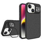 For iPhone 14 Plus Folding Holder Carbon Fiber MagSafe Phone Case(Black) - 1