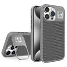 For iPhone 15 Pro Max Folding Holder Carbon Fiber MagSafe Phone Case(Grey) - 1