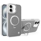 For iPhone 16 Carbon Fiber MagSafe Holder Phone Case(Grey) - 1