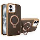 For iPhone 16 Carbon Fiber MagSafe Holder Phone Case(Gold) - 1