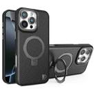 For iPhone 16 Pro Carbon Fiber MagSafe Holder Phone Case(Black) - 1