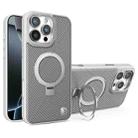 For iPhone 16 Pro Max Carbon Fiber MagSafe Holder Phone Case(Grey) - 1