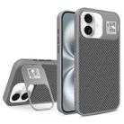 For iPhone 16 Folding Holder Carbon Fiber MagSafe Phone Case(Grey) - 1