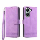 For Xiaomi Poco X7 Pro / Redmi Turbo 4 Dierfeng Dream Line TPU Hybrid PU Leather Phone Case(Purple) - 1