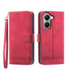 For Xiaomi Poco X7 Pro / Redmi Turbo 4 Dierfeng Dream Line TPU Hybrid PU Leather Phone Case(Red) - 1