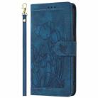 For iPhone 16 Pro Max Tulips Embossed Leather Phone Case with Lanyard(Blue) - 2