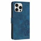 For iPhone 16 Pro Max Tulips Embossed Leather Phone Case with Lanyard(Blue) - 3