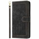 For iPhone 16 Pro Max Tulips Embossed Leather Phone Case with Lanyard(Black) - 2