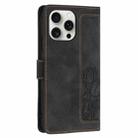 For iPhone 16 Pro Max Tulips Embossed Leather Phone Case with Lanyard(Black) - 3