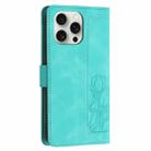 For iPhone 16 Pro Tulips Embossed Leather Phone Case with Lanyard(Green) - 3