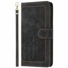 For iPhone 16 Pro Tulips Embossed Leather Phone Case with Lanyard(Black) - 2