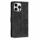 For iPhone 16 Pro Tulips Embossed Leather Phone Case with Lanyard(Black) - 3