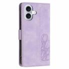 For iPhone 16 Plus Tulips Embossed Leather Phone Case with Lanyard(Purple) - 3