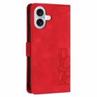 For iPhone 16 Plus Tulips Embossed Leather Phone Case with Lanyard(Red) - 3