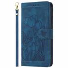 For iPhone 16 Plus Tulips Embossed Leather Phone Case with Lanyard(Blue) - 2