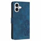 For iPhone 16 Plus Tulips Embossed Leather Phone Case with Lanyard(Blue) - 3