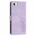 For iPhone SE 2024 Tulips Embossed Leather Phone Case with Lanyard(Purple) - 3