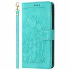 For iPhone 15 Pro Max Tulips Embossed Leather Phone Case with Lanyard(Green) - 2