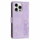 For iPhone 15 Pro Tulips Embossed Leather Phone Case with Lanyard(Purple) - 3