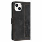 For iPhone 15 Plus Tulips Embossed Leather Phone Case with Lanyard(Black) - 3