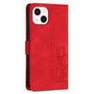 For iPhone 15 Tulips Embossed Leather Phone Case with Lanyard(Red) - 3