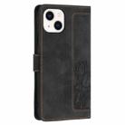 For iPhone 15 Tulips Embossed Leather Phone Case with Lanyard(Black) - 3