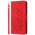 For iPhone 13 Pro Max Tulips Embossed Leather Phone Case with Lanyard(Red) - 2