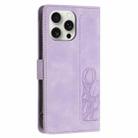 For iPhone 13 Pro Tulips Embossed Leather Phone Case with Lanyard(Purple) - 3