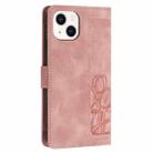For iPhone 13 mini Tulips Embossed Leather Phone Case with Lanyard(Pink) - 3