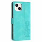 For iPhone 13 mini Tulips Embossed Leather Phone Case with Lanyard(Green) - 3