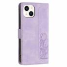 For iPhone 13 mini Tulips Embossed Leather Phone Case with Lanyard(Purple) - 3