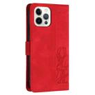 For iPhone 12 / 12 Pro Tulips Embossed Leather Phone Case with Lanyard(Red) - 3