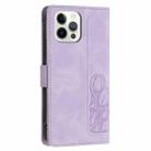 For iPhone 12 Pro Max Tulips Embossed Leather Phone Case with Lanyard(Purple) - 3