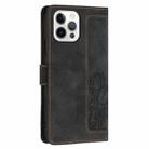 For iPhone 12 Pro Max Tulips Embossed Leather Phone Case with Lanyard(Black) - 3