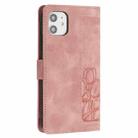For iPhone 12 mini Tulips Embossed Leather Phone Case with Lanyard(Pink) - 3