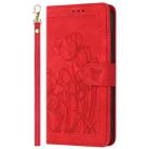For iPhone 11 Pro Max Tulips Embossed Leather Phone Case with Lanyard(Red) - 2